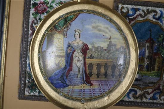 Six Victorian pot lids PLEASE NOTE a reproduction Napoleon III and Empress Eugenie pot lid